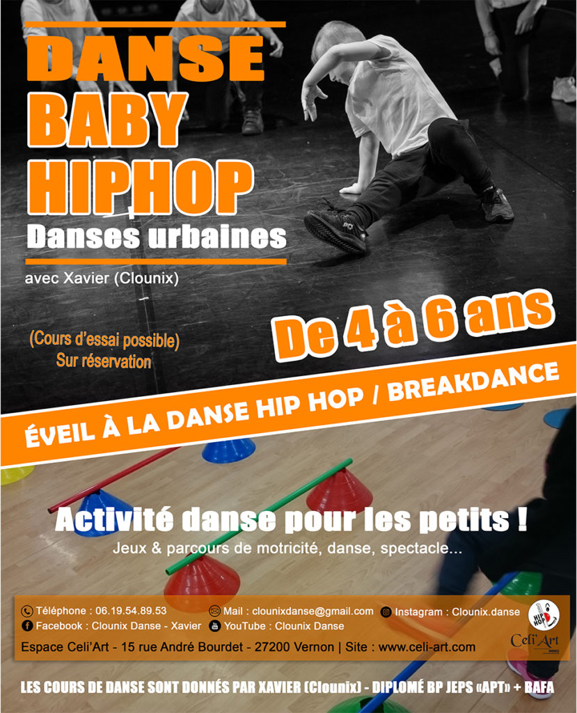 Cours danse HIP HOP - BABY HIP HOP - Clounix Celi'Art Vernon 27