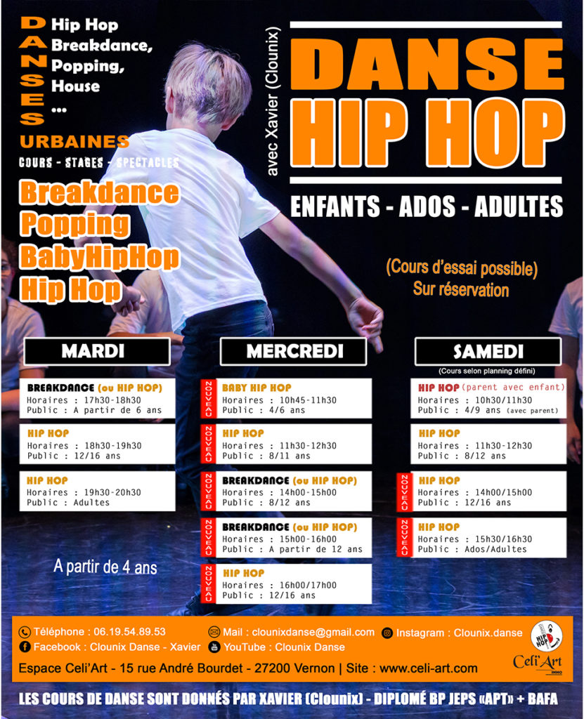 Cours danse HIP HOP - BREAKDANCE - Clounix Celi'Art Vernon 27